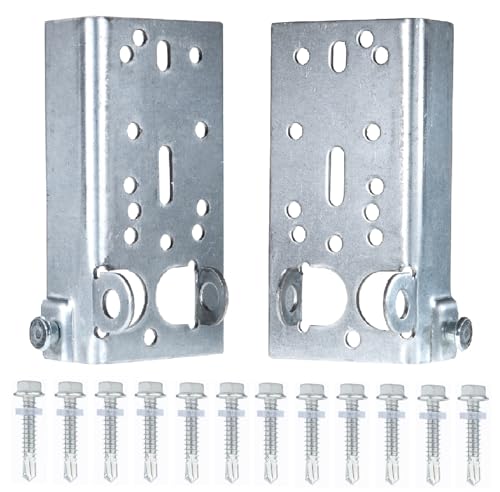 Garage Door Bottom Lifting Bracket, with 12 Pcs M6 Mounting Bolts, for 7/16-Inch Stem, Residential Bottom Roller Brackets, 1 Pair