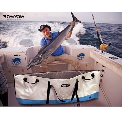 THKFISH Fish Cooler Bag Insulated Fish Kill Bag for Caught Fishing, 60x20x9in Waterproof Fishing Catch Bags with Smooth Water-Resistant Zipper Keep Ice-Cold & Fresh Over 48H - color: BLUE--60"*20"*9"