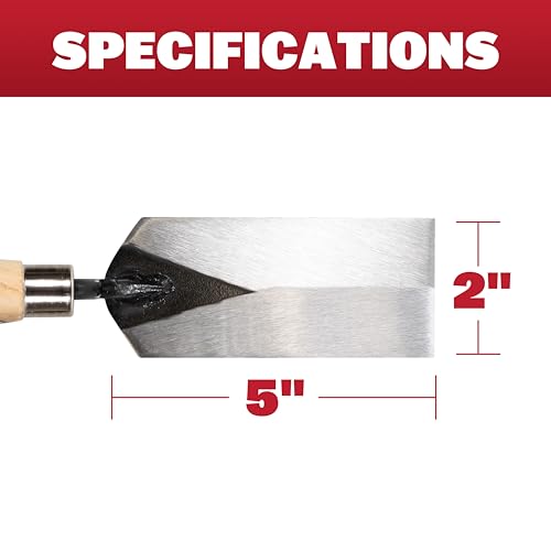 Marshalltown Masonry Margin Trowel, 5 Inches by 2 Inches, Carbon Steel Blade, Wood Handle, Concrete Trowel for Masonry Tools and Concrete Tools, 97