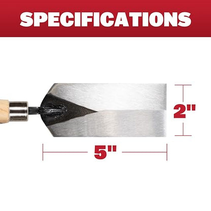Marshalltown Masonry Margin Trowel, 5 Inches by 2 Inches, Carbon Steel Blade, Wood Handle, Concrete Trowel for Masonry Tools and Concrete Tools, 97