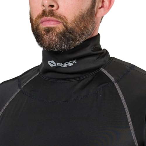 Shock Doctor Compression Shirt with Neckguard for Hockey. Long Sleeves with Integrated Neck Guard. for Adult Men - size: X-Small