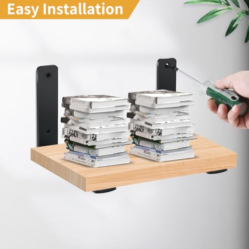 4 Pack - L 11" x H 6" x W1.5, 5mm Thick Black L Shelf Bracket, Iron Shelf Brackets, Metal Shelf Brackets, Floating Shelf, Shelf Supports with Screws - size: 11''x6'', style: Black 4 Pack