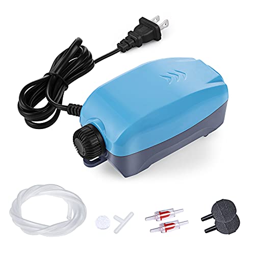3W 80GPH Adjustable Aquarium Air Pump, Upgrade Quiet Oxygen Pump, Powerful Air Aerator for Fish Tank up to 120 Gallon - size: 3W-Blue