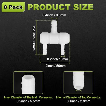 M METERXITY 8-Pack Rake-Shaped Hose Joint Air Discharge Diverter, 2-Way Outlet Barb Hose Fitting Connector for Agricultural Irrigation, Pressure Resistance [Transparent] - style: 2 Way