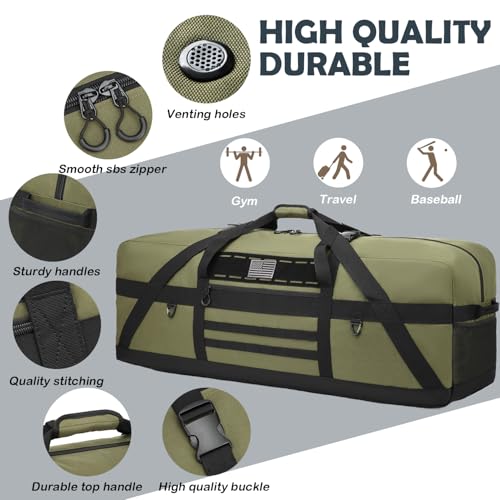 45" Extra Large Duffle Bag, Heavy Duty Duffle Bag with Multiple Pockets - color: Green