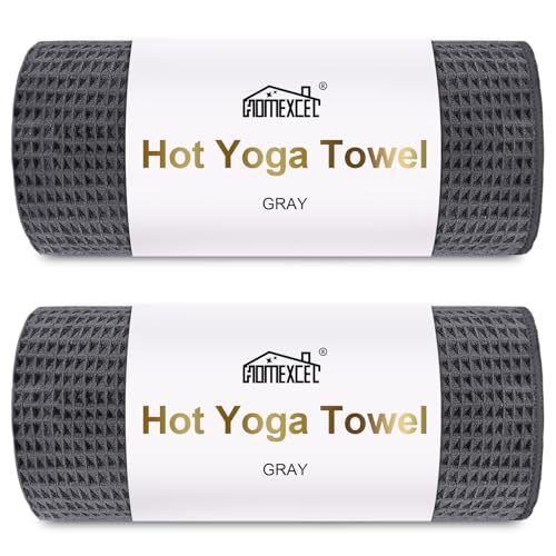 HOMEXCEL 2PK Yoga Mat Towels for Hot Workout, Ultra-Absorbent, 26.5" x 72" | Microfiber Pilates/Yoga Towel, Soft Quick-Dry for Gym, Portable & Compact, Machine Washable, Grey - color: Grey
