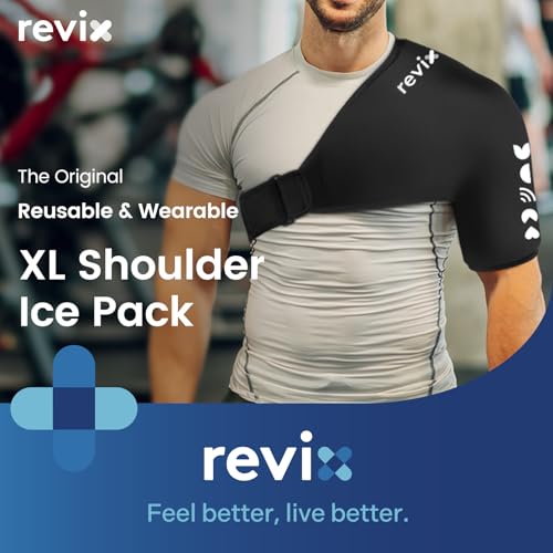 REVIX XL Shoulder Ice Pack Wrap for Rotator Cuff, Solid Gel Cold Sleeve - size: XL, style: Basic