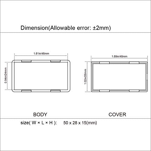 5Pcs ABS Plastic Electrical Project Case Power Junction Box, Project Box Black 2.0 x1.1x 0.6 inch (50 x 28 x 15 mm) - size: 2.0" x1.1"x 0.6"(5pc)