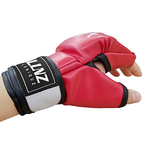 MMA Gloves for Kids Punching Bag Sparring Grappling - color: Red