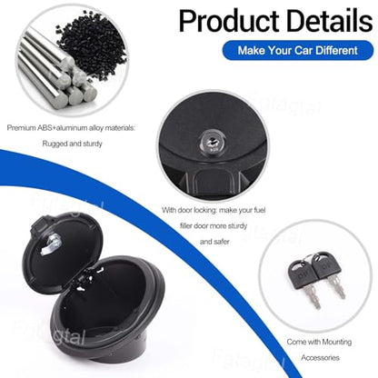 Fuel Door Locking Gas Tank Cap Cover Compatible with Hummer H3 2005-2009 Aluminum Gas Cap Fuel Filler Door Cover Gas Tank Doors Trim Accessories, Style B (Black)