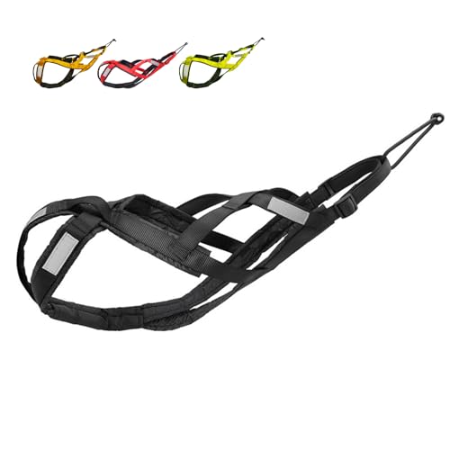 Dog Sled Harness Waterproof Nylon with Reflective Strips Durable Running Harness for Large Dogs (Black, M) - color: Black, size: M