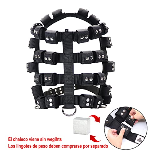 Weighted Tactical Dog Vest, No Pull Harness Symmetric Weight Pockets for Muscle & Weight Loss, Fit Pitbull GSD Husky, Heavy Nylon Service Harness Black - size: Dog's Waist 29.5"-36.5" | VEST ONLY