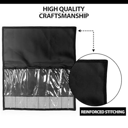 Sanhu 34" x 12" Lure Storage Bag, 2 Pcs Black 7-Pocket Foldable, for Saltwater & Freshwater Tackle Organization, Includes Compact Roll-Up Design, Ideal for Offshore Fishing & Traveling Anglers