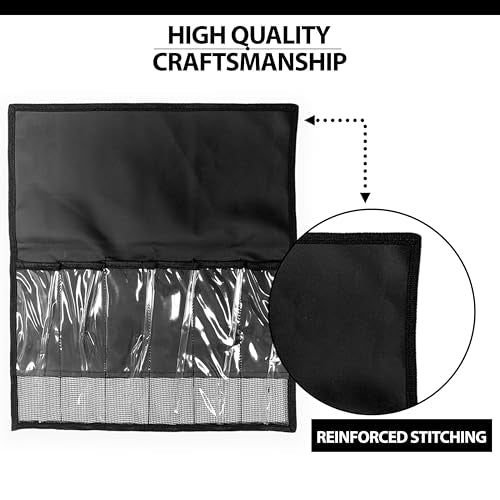 Sanhu 6 Pocket Lure Bag 2 Pieces Black, Lightweight Tackle Bags, Multi Compartment Fishing Gear Organizers for Anglers