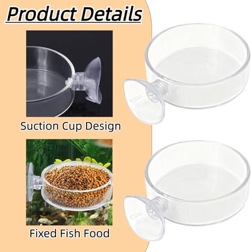 3Pcs No Mess Aquarium Feeder - Premium Shrimp Feeding Dish with Suction Cups Round Fish Food Feeding Bowls for Clear Fish Tanks Anti-Slip Design Food Box for Aquarium