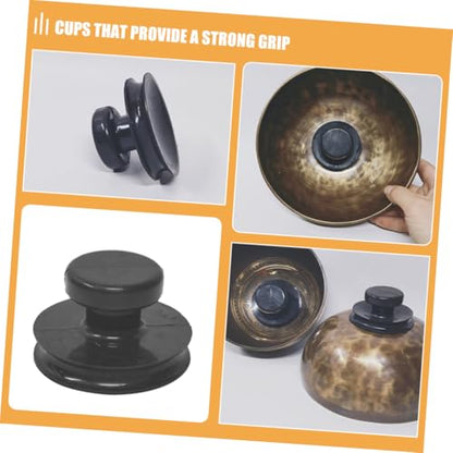 ORFOFE 4pcs Heavy Duty Suction Cups for Aquarium Meditation Bowl Black Large Diameter Strong Adhesion