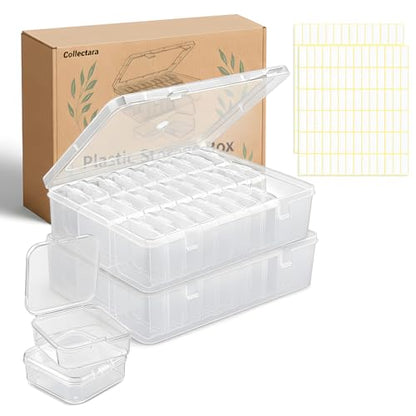 Bead Organizer Box, 60 Pcs Small Beads Storage with 168 Label Stickers, Clear Plastic Small Containers for Jewelry Making, Diamond Painting, DIY Art Crafts, Bracelet Making, Seeds (2 Pack) - color: 2-Pack 60 Pcs