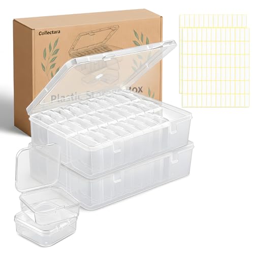 Bead Organizer Box, 60 Pcs Small Beads Storage with 168 Label Stickers, Clear Plastic Small Containers for Jewelry Making, Diamond Painting, DIY Art Crafts, Bracelet Making, Seeds (2 Pack) - color: 2-Pack 60 Pcs