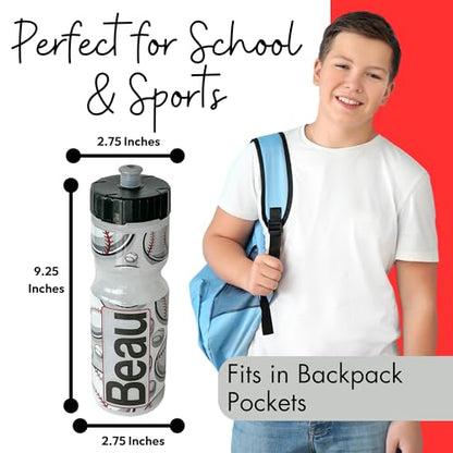 50 Strong | Personalized Kids Sports Water Bottle, 22 oz, Baseball - color: Baseball - Custom