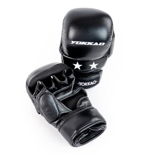 YOKKAO MMA Gloves - Ground Pro and Sparring | Layered Foam Padding | Produced at YOKKAO Factory, Thailand | Grappling, Striking, Ground-and-Pound | S/M-L/XL - color: Black MMA Sparring, size: Small-Medium