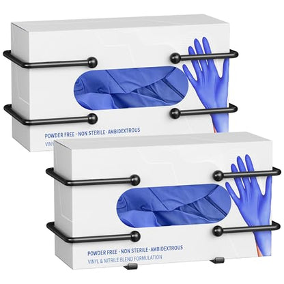 2 Pack Glove Box Dispenser Wall Mount (10.4 * 3.5in): Black Glove Holder Organizer for Disposable & Tissue Box - Organizer on Wall in Lab, Kitchen, Bathroom, Garage