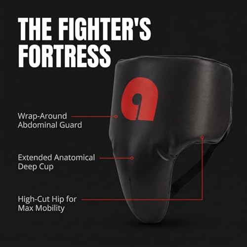 Amber Fight Gear PU Leather Groin Protector - size: Large