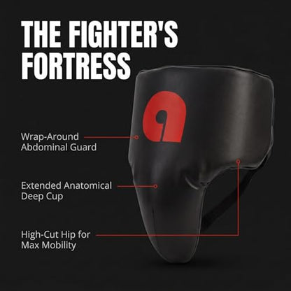 Amber Fight Gear PU Leather Groin Protector - size: Large