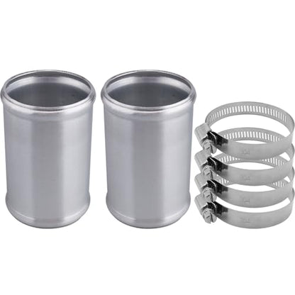 AC PERFORMANCE 2.5" (63mm) OD Aluminum Alloy Hose Joiner Silicone Pipe Connector Bead, 4" Length with 304 SS Clamps, Pack of 2 - size: 2.5" (63mm) - 2PCS