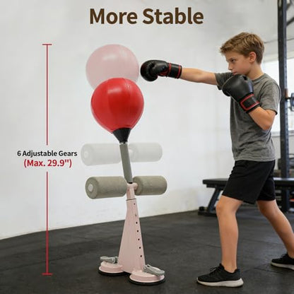 Speed Bag Platform Speed Bag Boxing Kit for Adults Height Adjustable Wall-Mounted Heavy Duty Boxing Training Equipment 360° Rotatable Speed Ball with Punching Ball Fits Home Gym Workout - color: Red Vertical