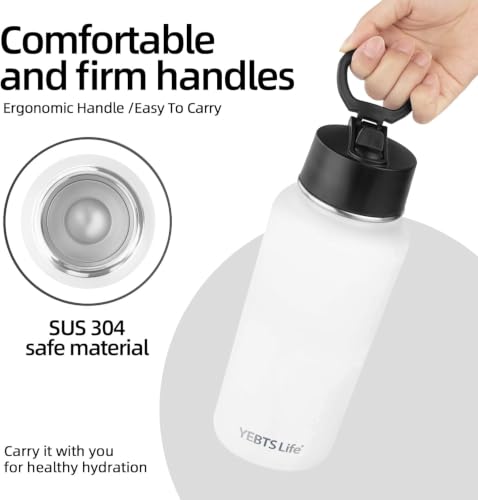 Insulated Water Bottle With Straw,32 oz Vacuum Insulated Stainless Steel Sports Water Flask,Keeps Cold and Hot,Metal Water Bottle Wide Mouth (Black/White/Light Blue/Purple) - color: Black/White/Light Blue/Purple, size: 4 Pack