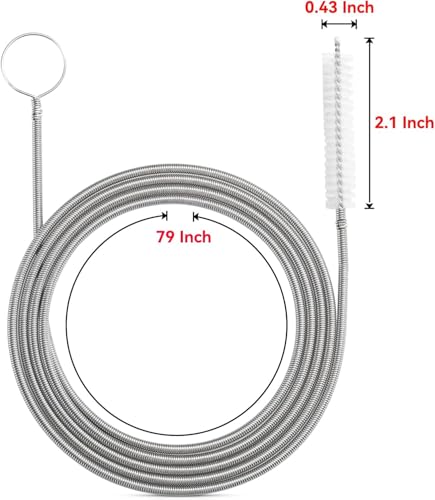 2 Pack 79" Flexible Pipe Cleaner Brush, Rustproof Bendable Drain Brush with Dual Bristles for Home, Bathroom, Car & Aquarium - color: 79inch