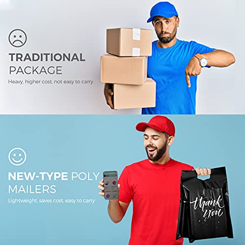 Metronic Thank You Poly Mailers 14.5x19 50 Pcs, Easy to Carry Shipping Bags with Handle, Self Seal Mailers Poly Bags for Small Business Packing and Shipping, Large Package Bags Mailing Bags, Black - color: Black, size: 14.5X19" 50PC