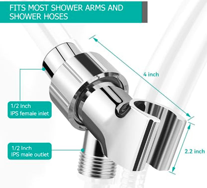 Adjustable Handheld Shower Head Holder- Brass Ball, Premium ABS Bracket- 360 Degree Rotatable Arm Mount and Hose Connector, Shower Adapter- Adjustable Shower Arm Mount, MAYYAYA (Silver) - color: Silver