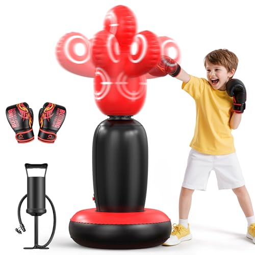 QPAU Kids Punching Bag, Rotating Design with 4 Targets, 64 in