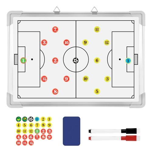 Soccer Dry Erase Coaches Clipboard, Large Soccer Lineup Coaching Strategy Tactics Board,Portable Soccer Clipboard for Coaches Soccer Dry Erase Whiteboard Strategy Tactical Blackboard