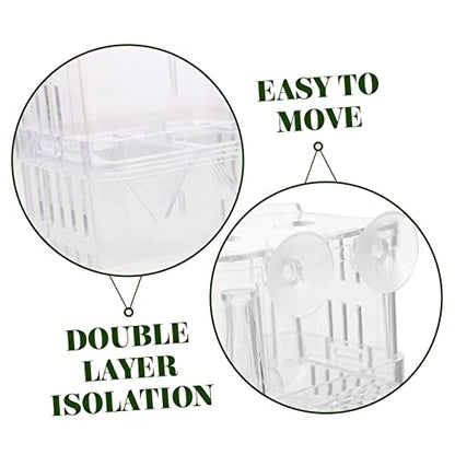 TOYANDONA 4Pcs Fish Breeding Box Aquarium Isolation Container for Safe Hatching and Acclimation Easy Clean Compact with Suction Cups for Betta Guppy and Shrimp