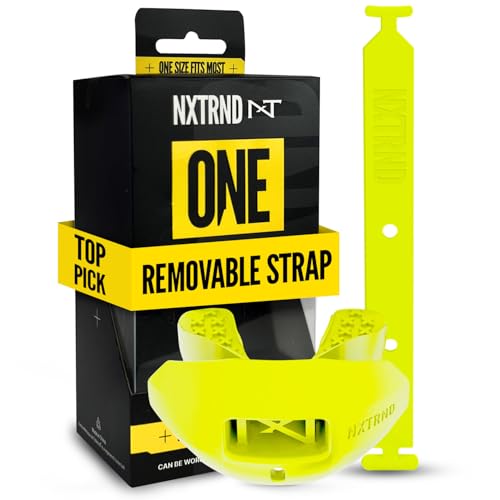 Nxtrnd One Football Mouth Guard, Strap Included, Fits Adult & Youth (Neon Yellow) - color: Neon Yellow
