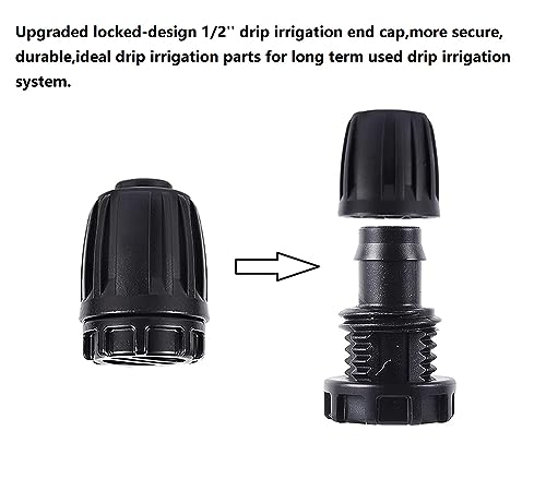 1/2 inch Drip Irrigation Fittings End Caps For (0.52" ID x 0.65" OD) 16mm Drip Irrigation Tubing Connectors End Plugs-10 Pack - size: 1/2" Tubing End Cap (10 Pack)