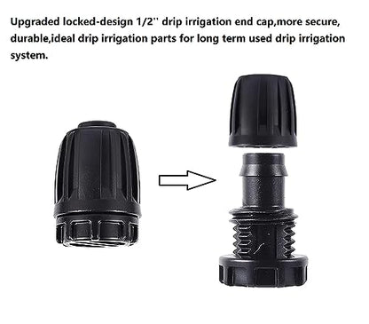 1/2 inch Drip Irrigation Fittings End Caps For (0.52" ID x 0.65" OD) 16mm Drip Irrigation Tubing Connectors End Plugs-10 Pack - size: 1/2" Tubing End Cap (10 Pack)