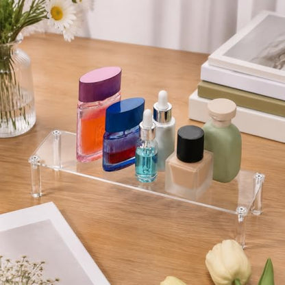 Acrylic Riser, Display Stand Clear Shelf 12 x3.15x2 inches Small Display Shelf 1 Tier Rectangular Organizer for Cosmetic Products Tabletop Use and More