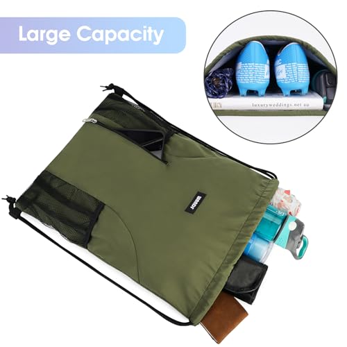 WANDF Drawstring Backpack, Gym Sackpack for Sports - color: Green