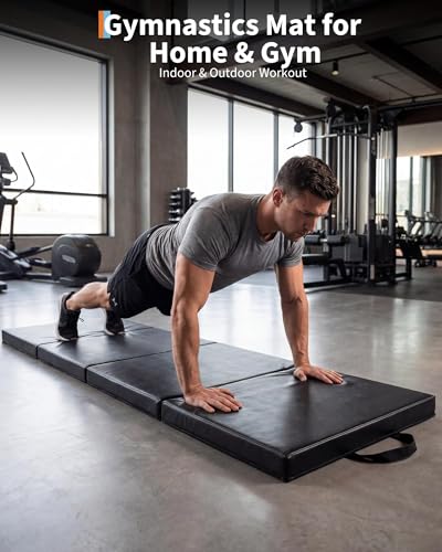 Garvee Gymnastics Mat, 6.2Ft 2-Inch Thick 4-Fold | Exercise Floor Mat for Home Gym, Portable Yoga Mat for Pilates, Aerobics, Martial Arts & Training - size: 6x3Ftx2"-Black