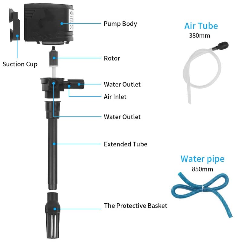 Submersible Sump Pump Three-in-one Aquarium Water Pump 220-240V Aquarium 12W-40W Suction Cup Aerator Aquarium Equipment Oxygen Pump Multifunctional Water Pump Transfer Pump ( Color : HX1580L 40w )