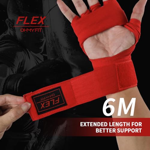 Flex Boxing Hand Wraps - 236 Inch/6M Extra Long for Premium Protection and Ultimate Performance - color: Red
