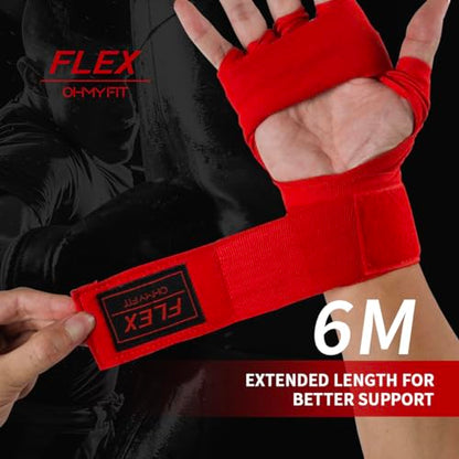 Flex Boxing Hand Wraps - 236 Inch/6M Extra Long for Premium Protection and Ultimate Performance - color: Red