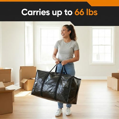 HOLDN’ STORAGE 10 Pack Large Moving Bags, 30 Gallon Heavy-Duty Storage Totes with Dual Zippers, Water-Resistant Reusable Bags for Clothes, Bedding, Books, 66 lb Capacity