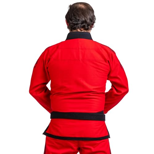 KO Sports Gear Adult BJJ Gi Set, Pre-Shrunk Jiu Jitsu Jacket & Pants, A0-A6 - color: Red, size: A6