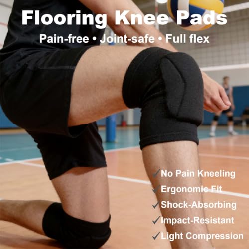 Volleyball Knee Pads for Men Women, Soft Elastic Sleeve, Black M (1 Pair) | Sports Work, Foam Pad for Dance Yoga Muay Thai Pilates, Collison Avoidance, Kneeling with Comfort, Easy to Wear, Lightweight - size: Medium