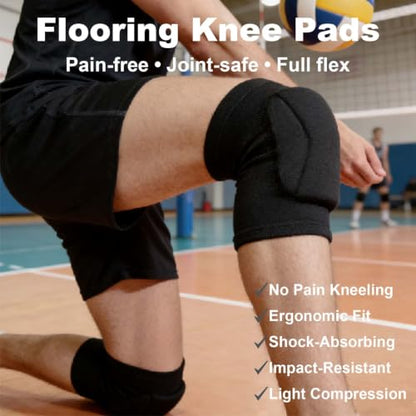 XXL Knee Pads for Volleyball Women & Men, Enlarged Latex Padding, Black 2XL | Dance Kneepads for Biking, Wrestling ,Skating, Football, Basketball, For Adult Sports, Soft Elastic Sleeve, Flexible Pads - size: XX-Large