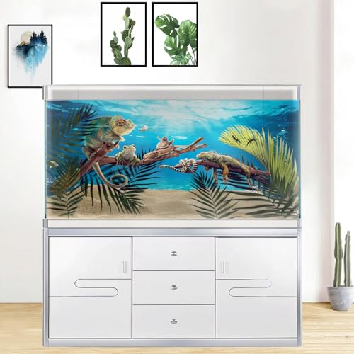 48x24IN Aquarium Scenery Under The Sea Coral Reef Backdrop Terrarium Background with Double-Sided Tape
